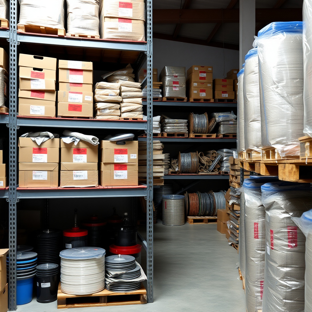 Original YULI spare parts organized in a warehouse