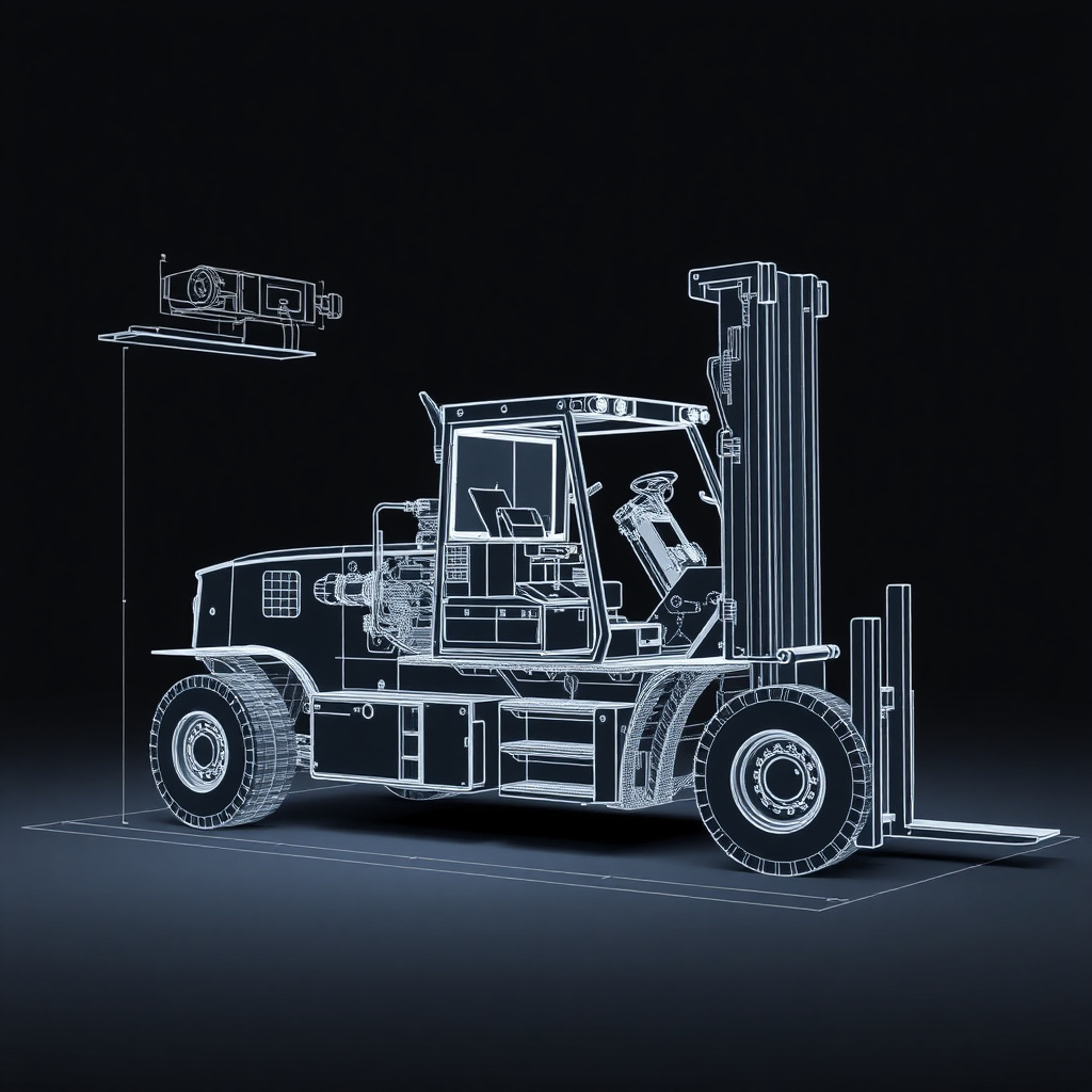 Heavy duty forklift engineering blueprint and CAD design