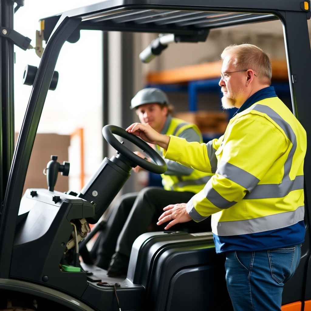 Forklift operator training session
